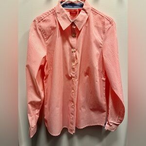 Izod Coral and White Striped Shirt